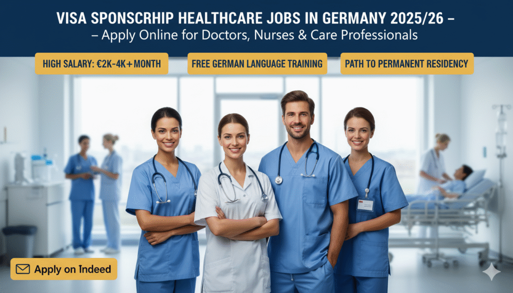 Visa Sponsorship Healthcare Jobs in Germany 2025/26 – Apply Online for Doctors, Nurses & Care Professionals